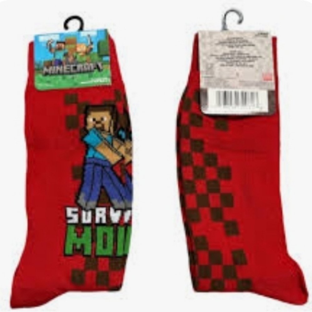 4/$25 Minecraft Socks Novelty Crew Socks Stocking Stuffer Collectible Socks